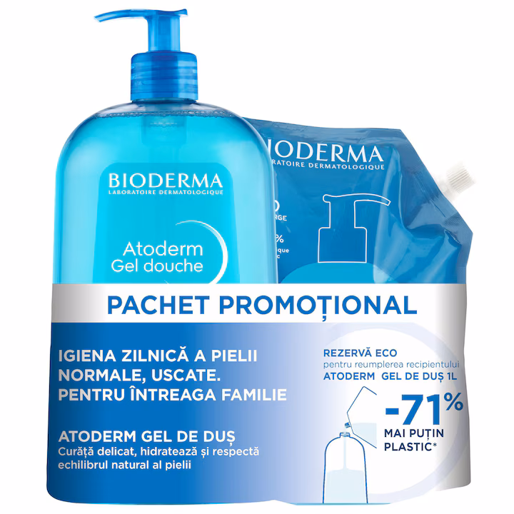 Gel de dus ATODERM Bioderma, 1l + Rezerva 1l Black Friday 2025