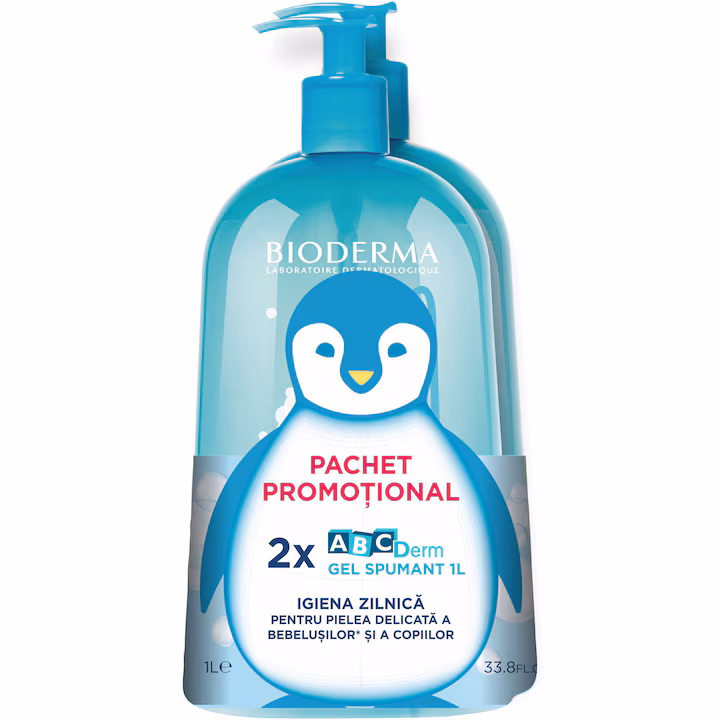 Pachet Gel spumant Bioderma ABCDerm, 2x1000ml Black Friday 2025